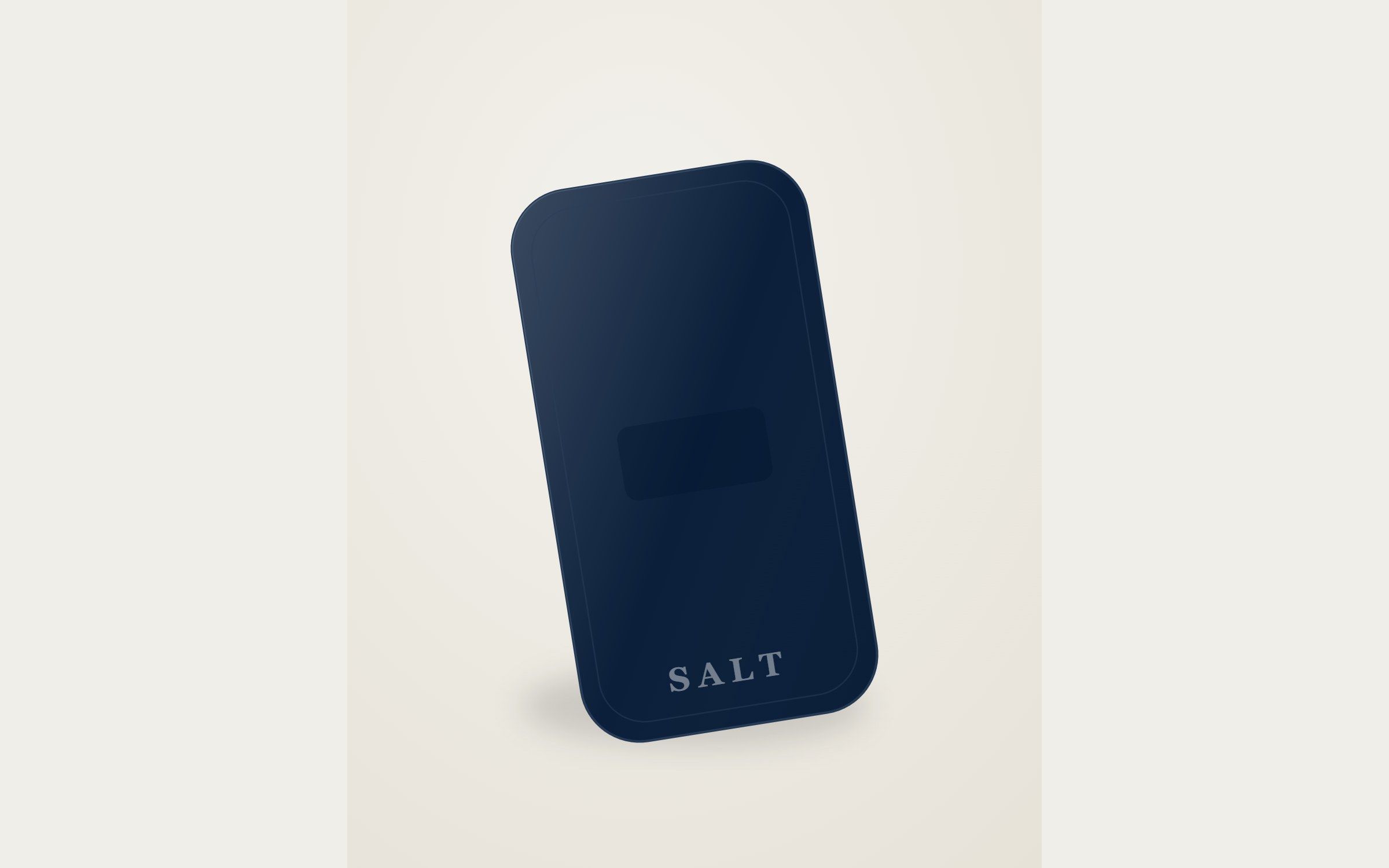 A navy SALT case standing on a pale ground