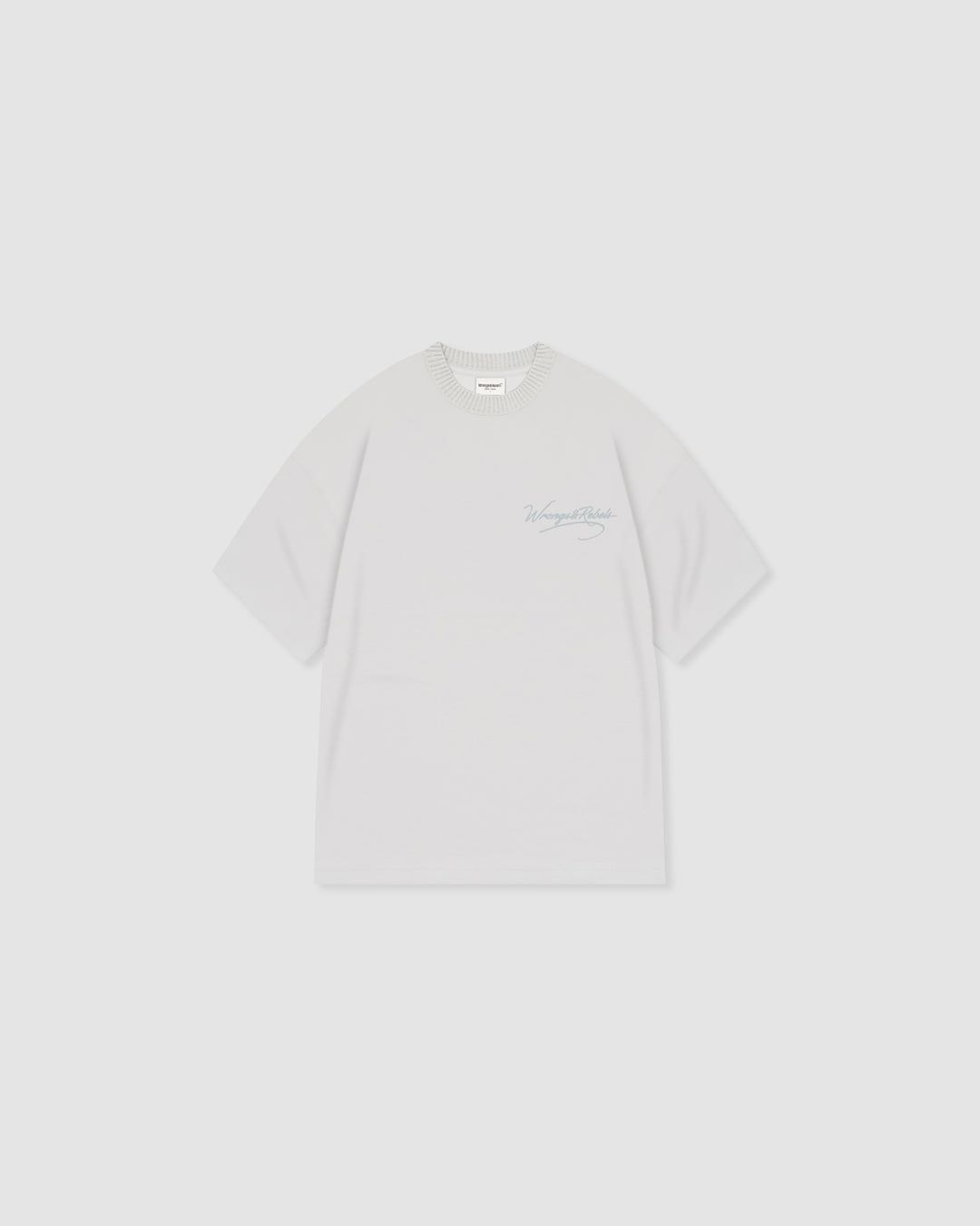 W&R Beige Knit Collar Boxy T-Shirt