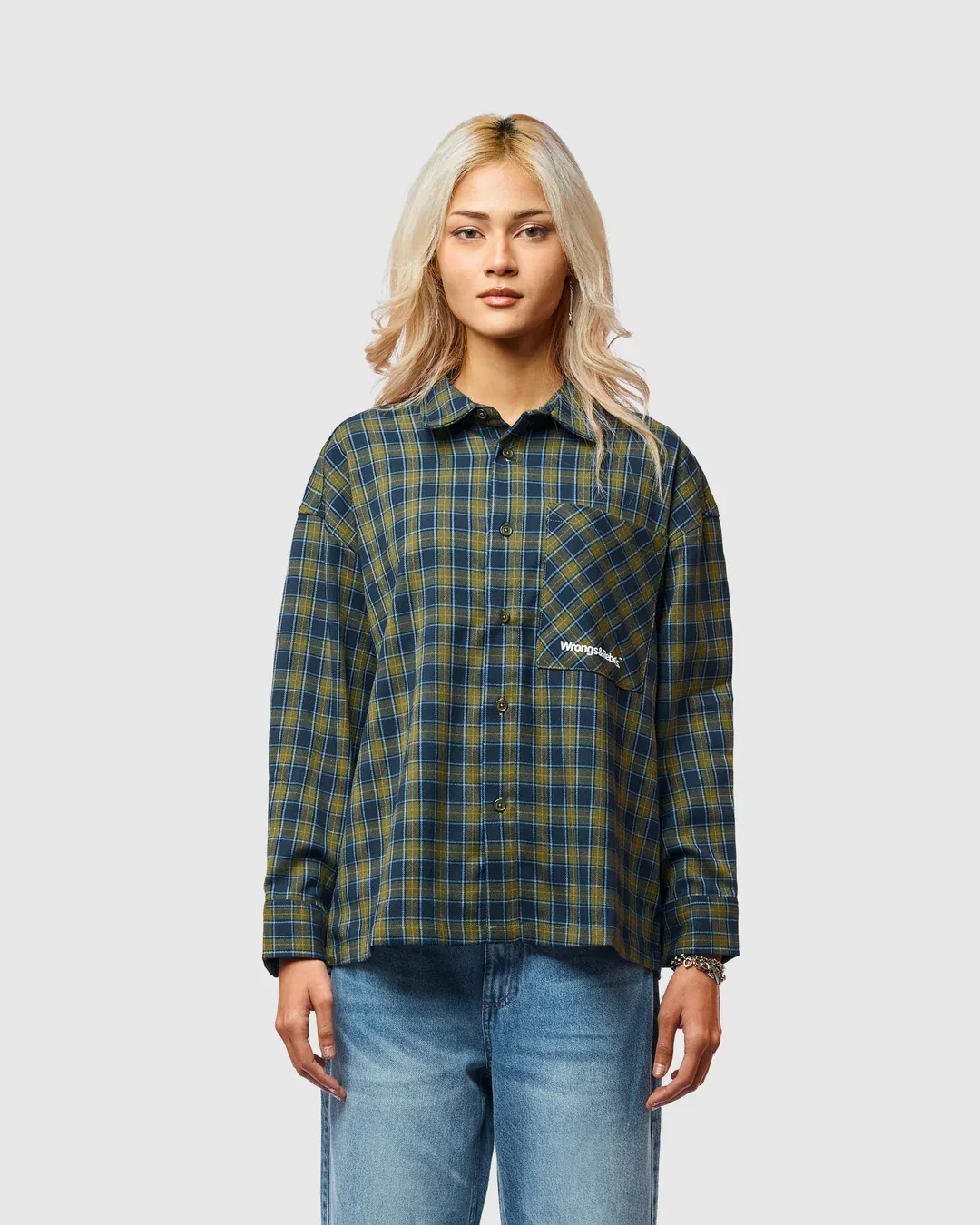 W&R Teal Boxy Check Shirt - view 4