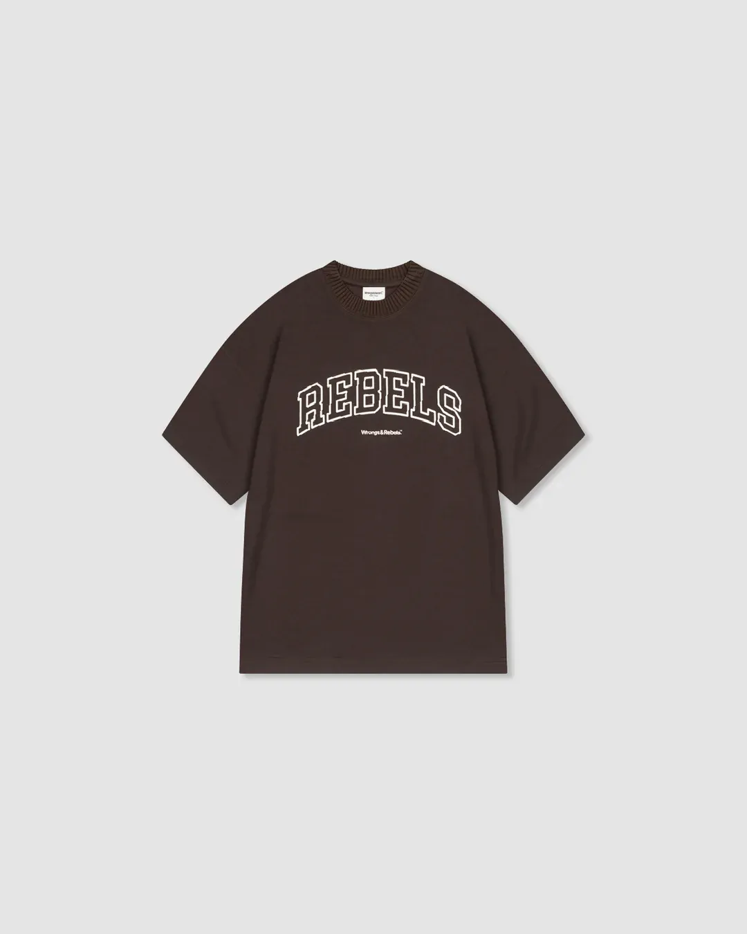 W&R Brown Knit Collar Boxy T-Shirt