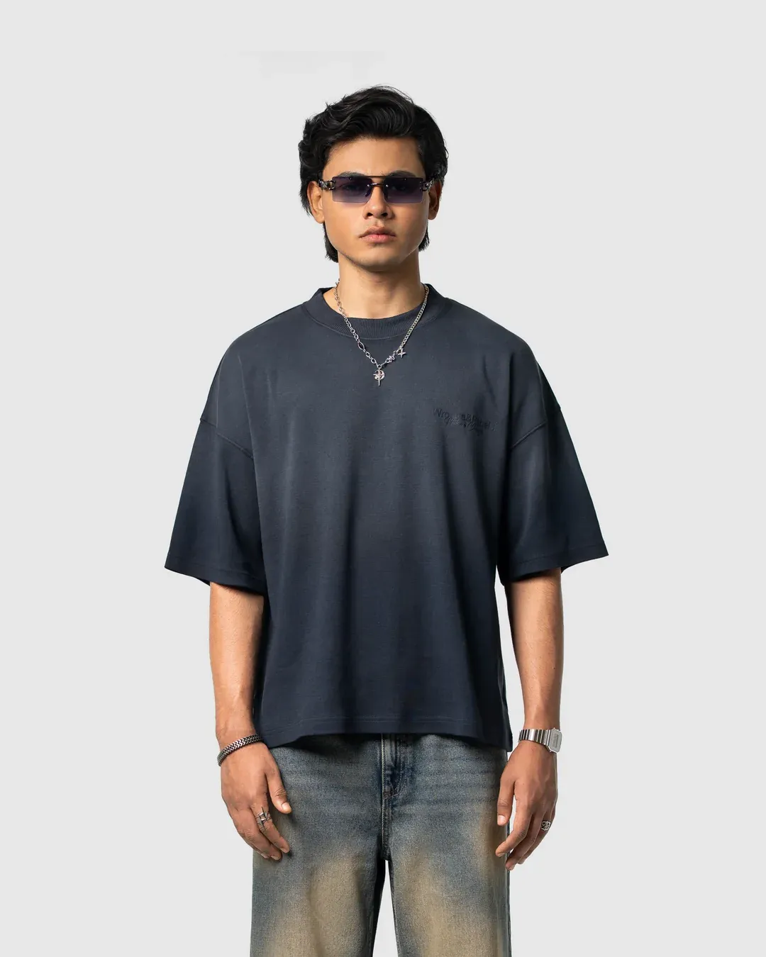 W&R Light Wash Dark Blue T-shirt - view 3