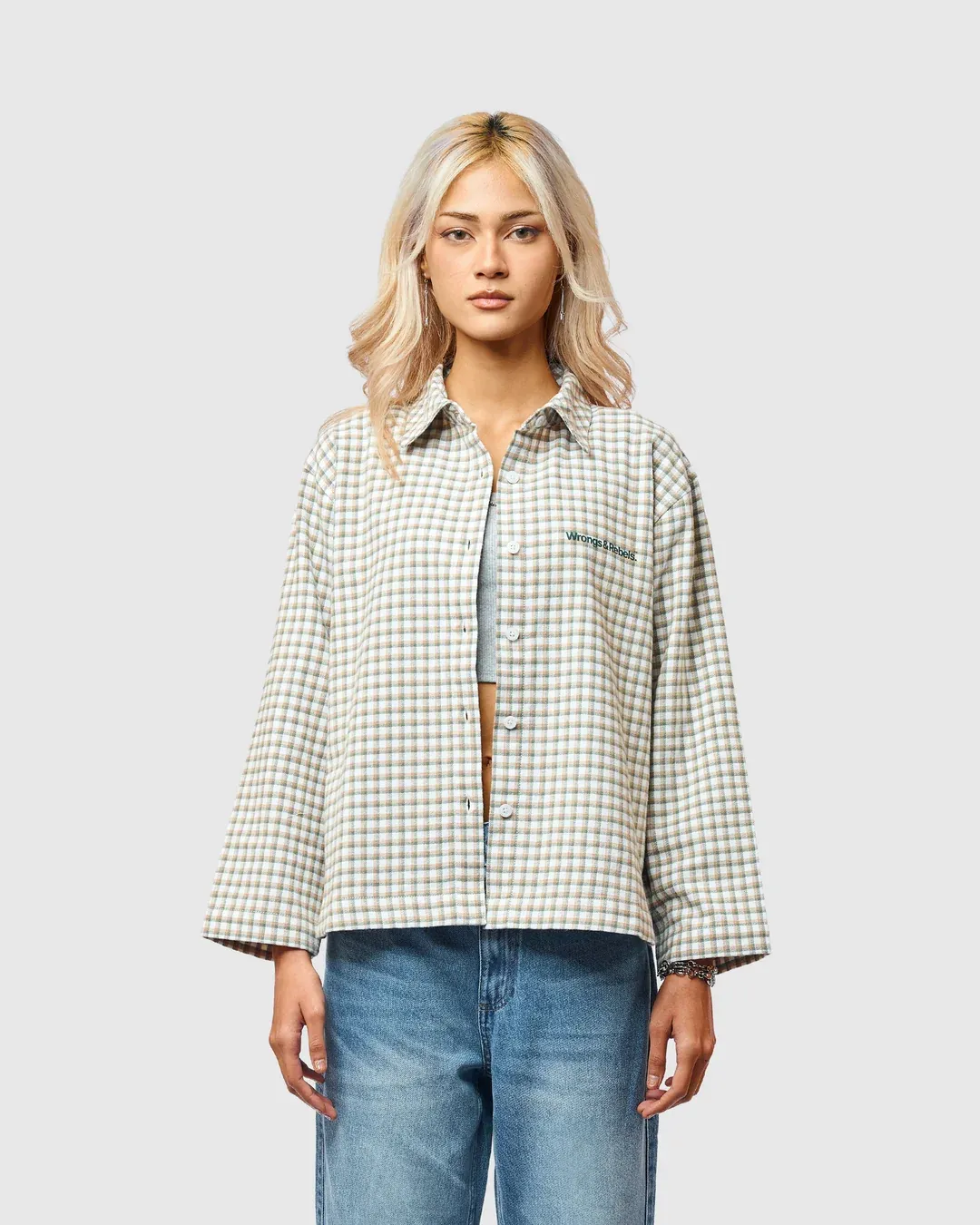 W&R Mint Check Overshirt (Women) - view 3